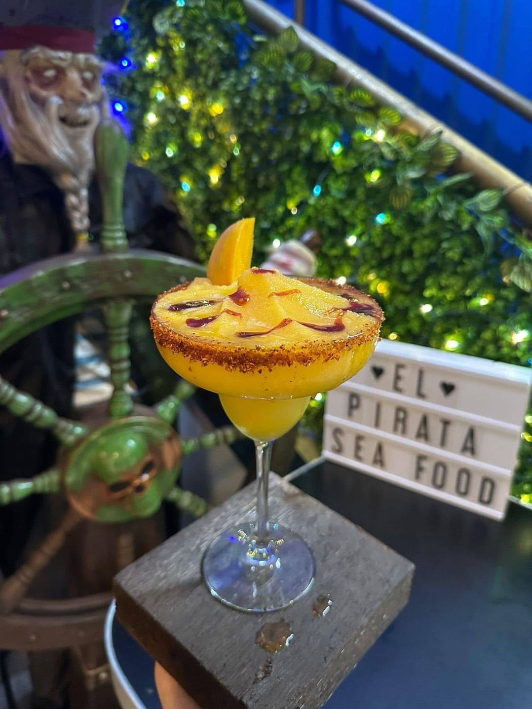 Mango margarita with chamoy rim