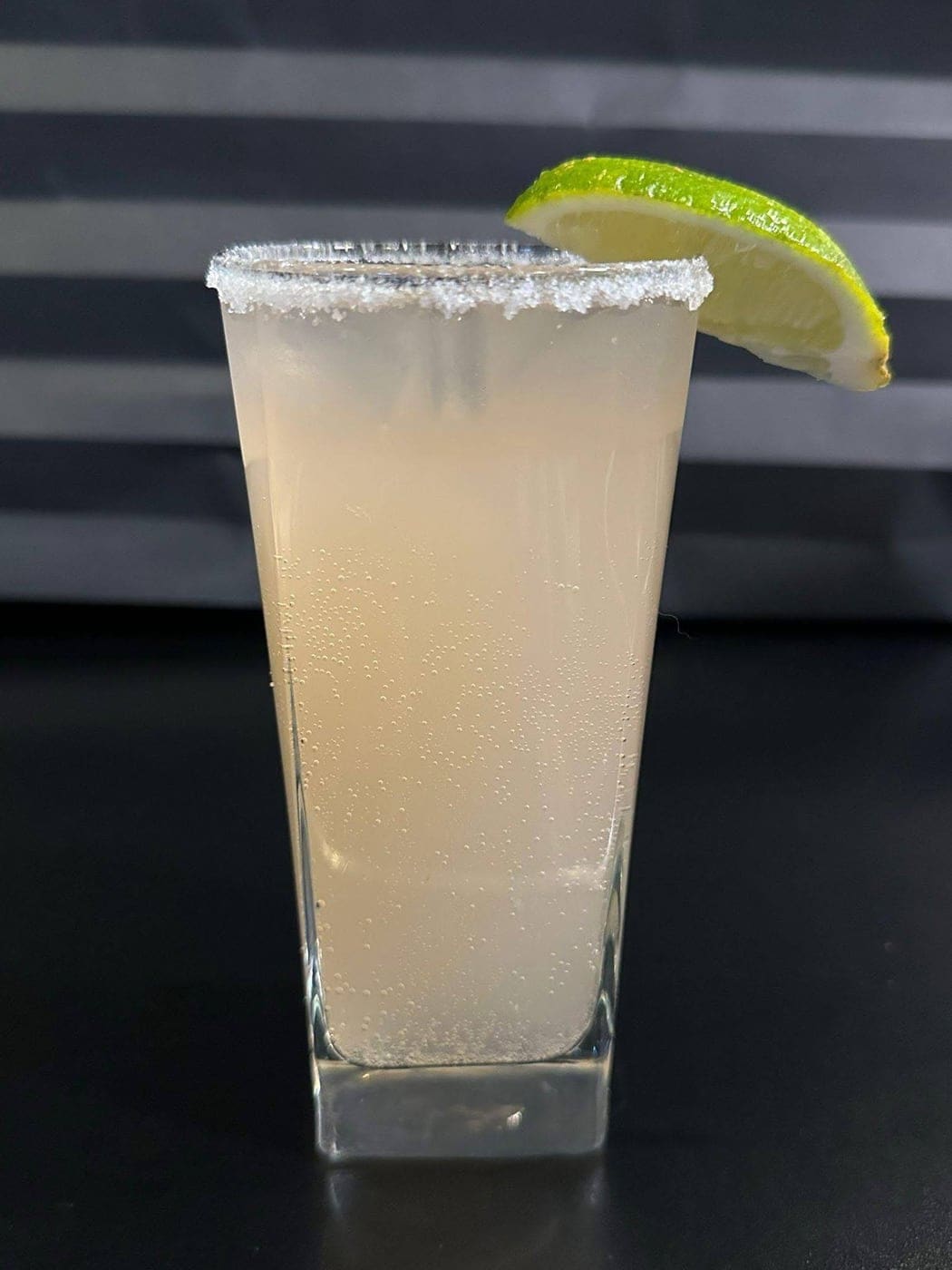 Classic lime margarita, salt rim